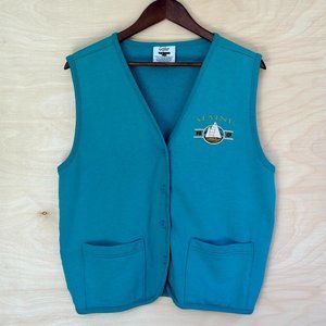Vintage Gopher Sport Vest Maine Teal Retro Downeast Men's Size L